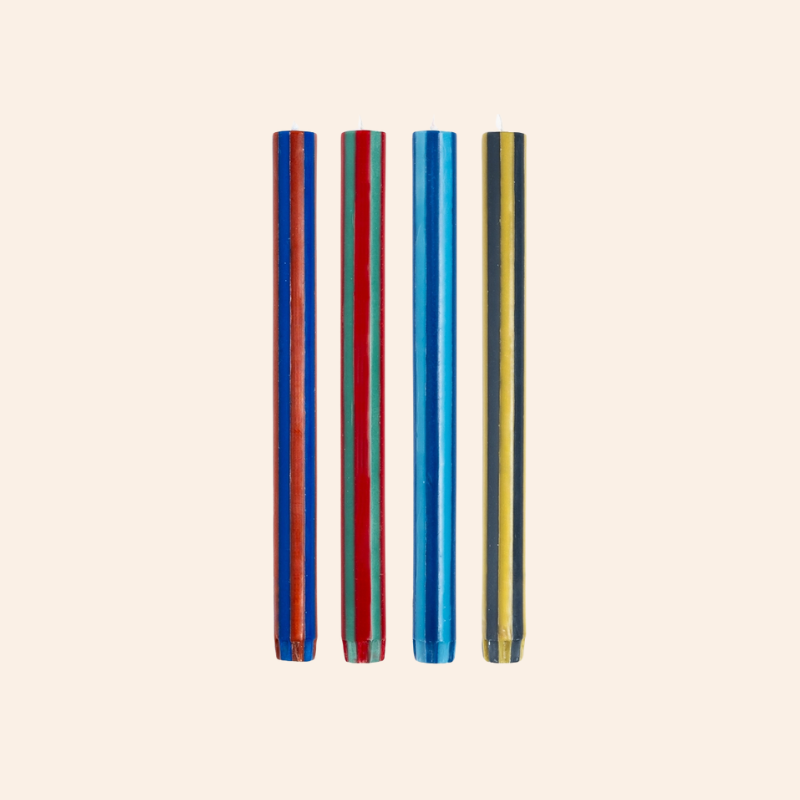Stripe Dinner Candle Set - Strong