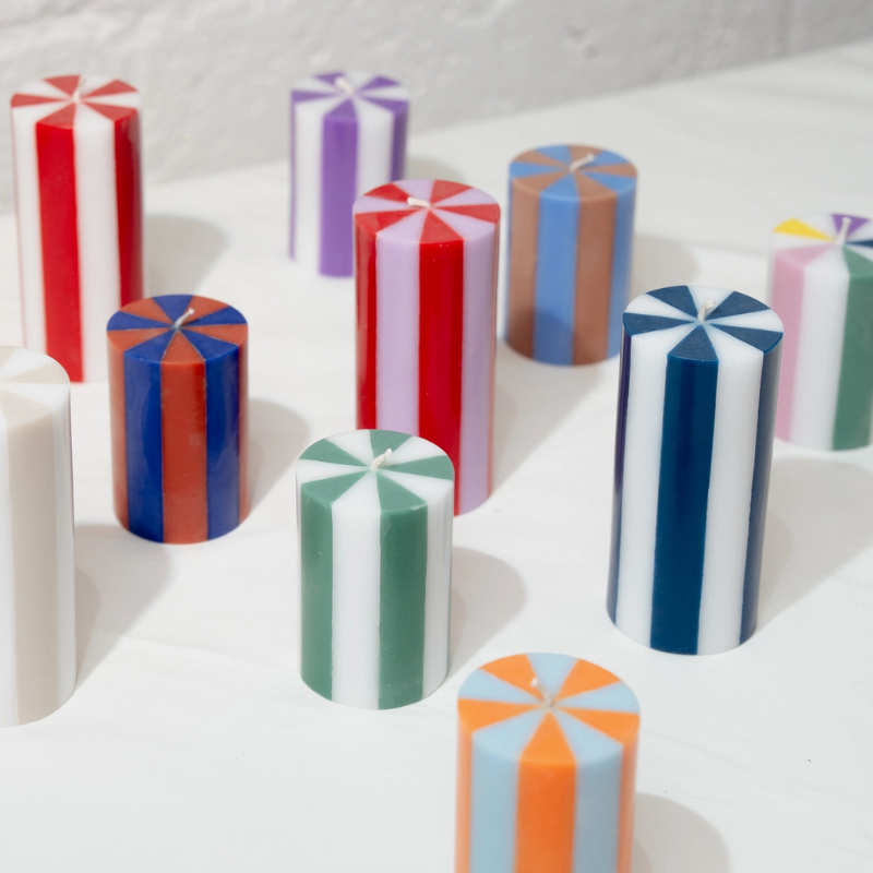 Striped Pillar Candle - Small