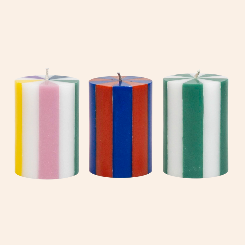 Striped Pillar Candle - Small