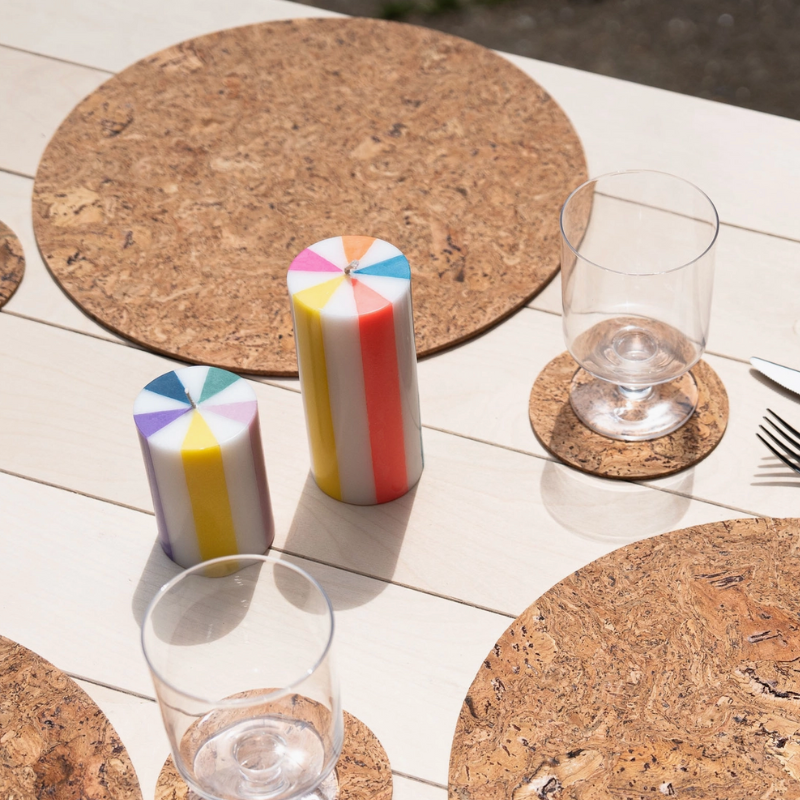 Striped Pillar Candle - Tall