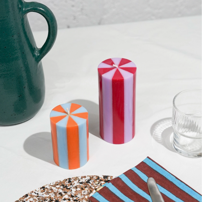 Striped Pillar Candle - Tall