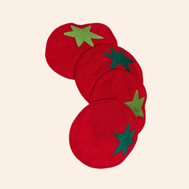 S/4 Cocktail Napkins - Tomato