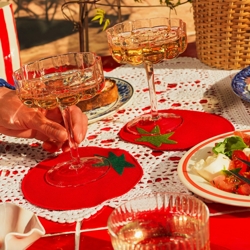 S/4 Cocktail Napkins - Tomato