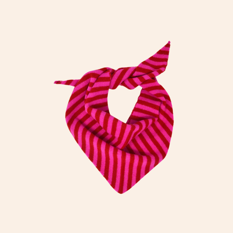 Triangle Neck Scarf - Pink/Red Stripe