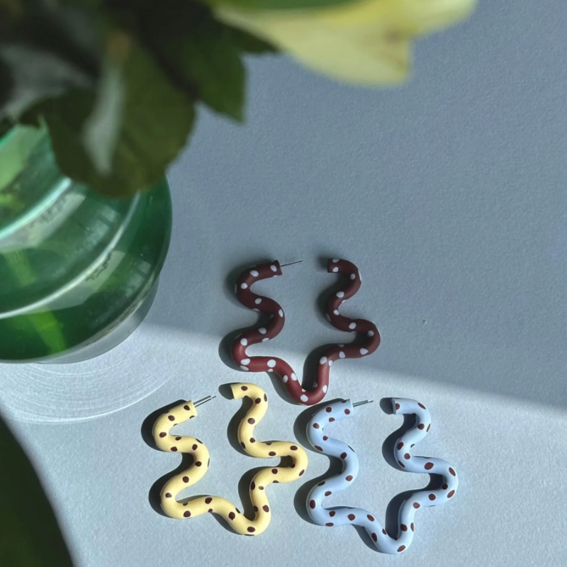 Large Polka Dot Wiggle Hoops