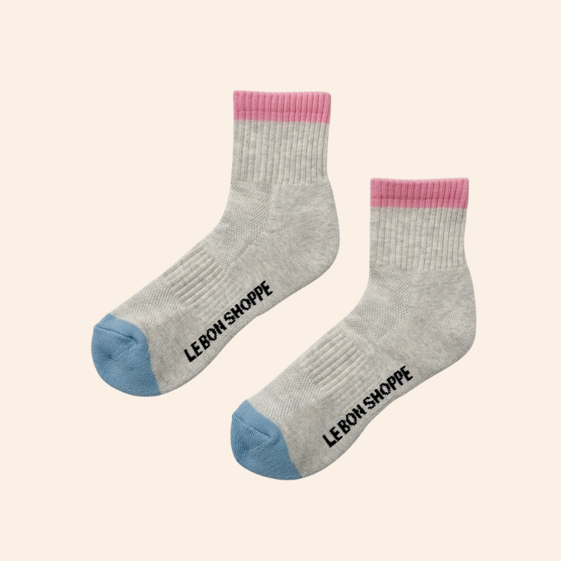 Colour Block Socks - Grey Pink
