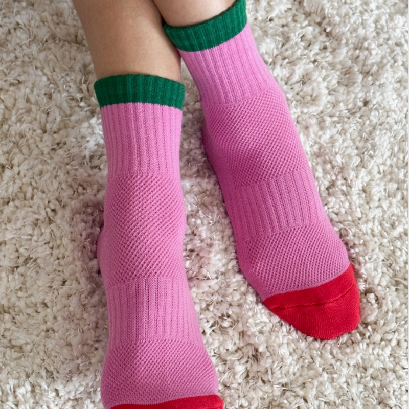 Colour Block Socks - Rose Green