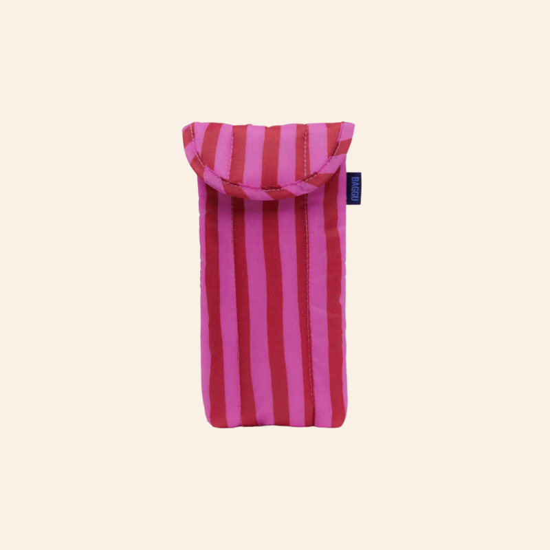 Baggu Puffy Glasses Sleeve - Pink & Red Painted Stripe