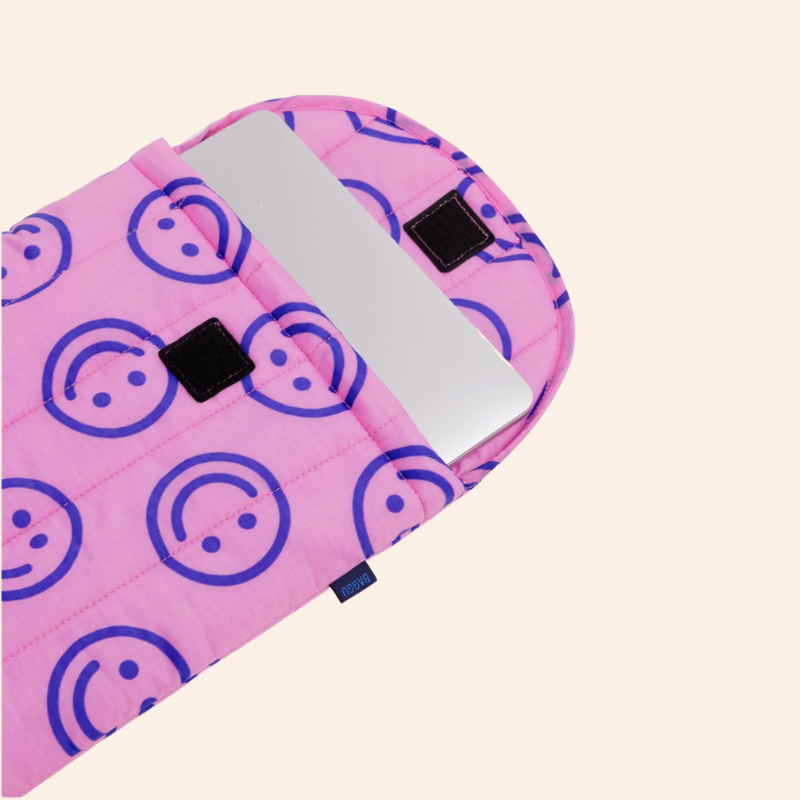Puffy Laptop Sleeve - Pop Pink Happy