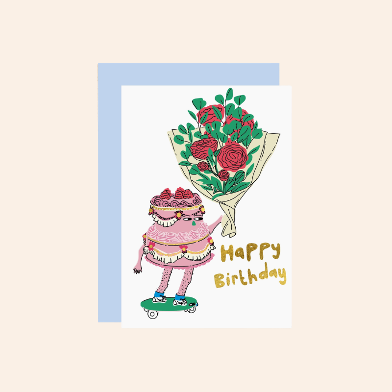 Skating Birthday Cake Card