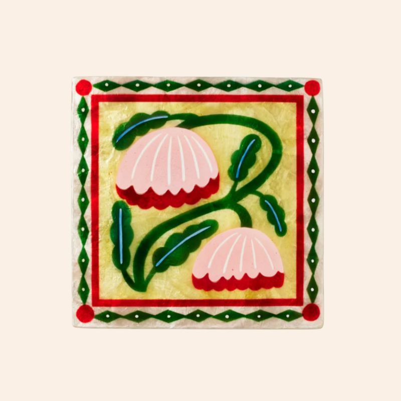 Shell Tile - Square Yellow Floral