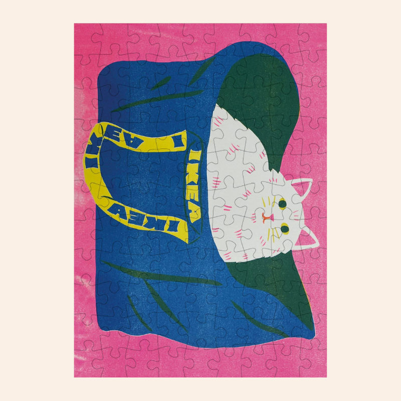 Mini Jigsaw Puzzle - Cat in a Bag