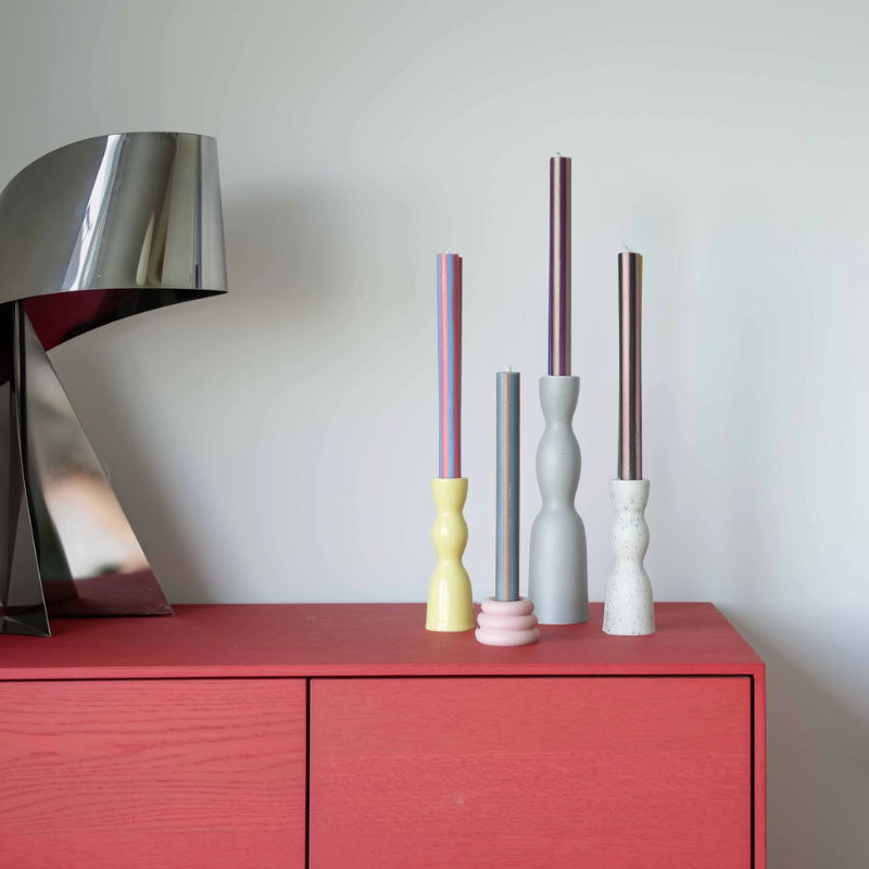 Stripe Dinner Candle Set - Contrast 1