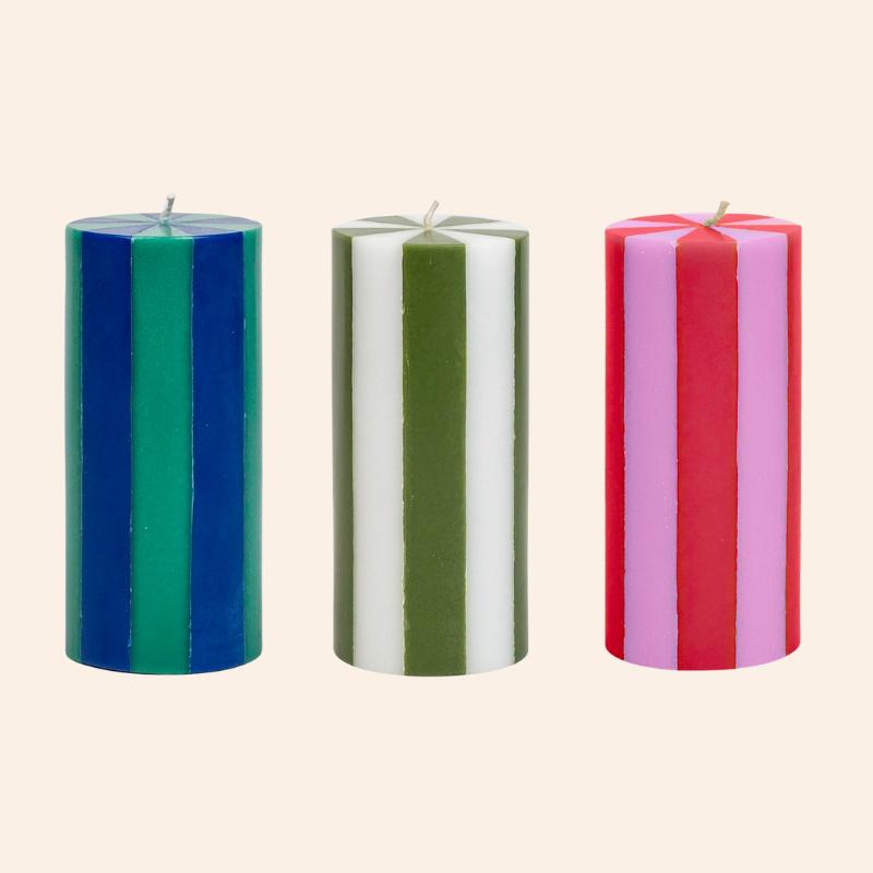 Striped Pillar Candle - Tall
