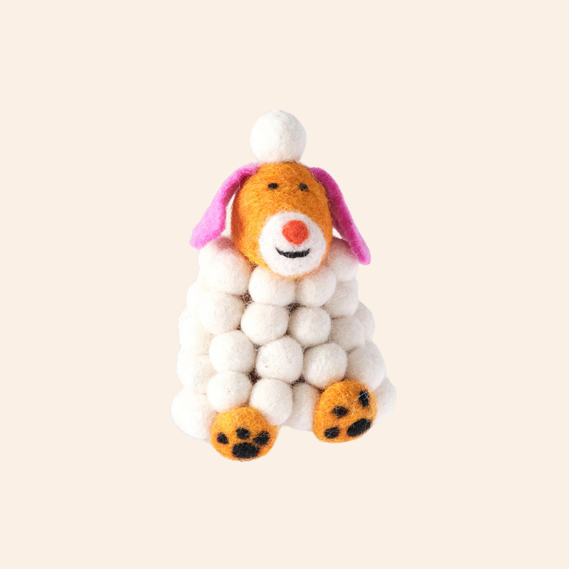 Wrap Felt Decoration - Minu Snowball Dog