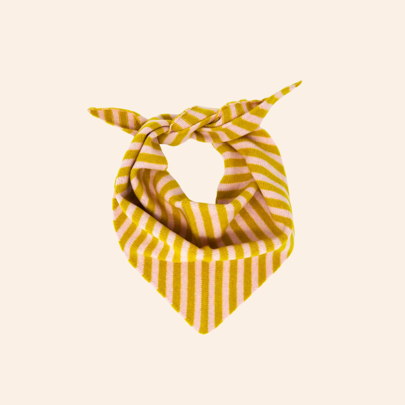 Triangle Neck Scarf - Light Pink/Mustard Stripe