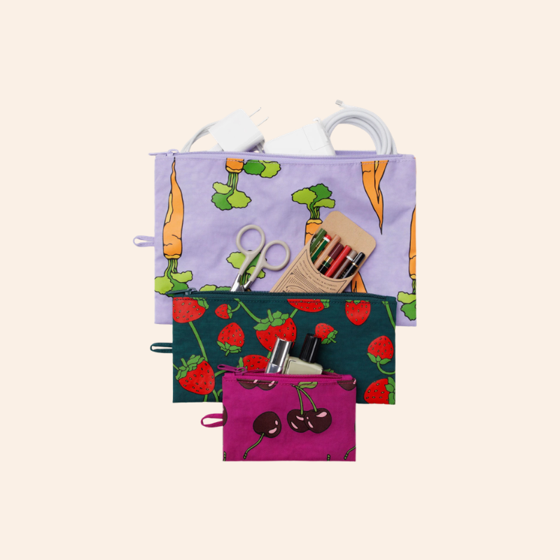 Baggu Flat Pouch Set - Carrots & Berries