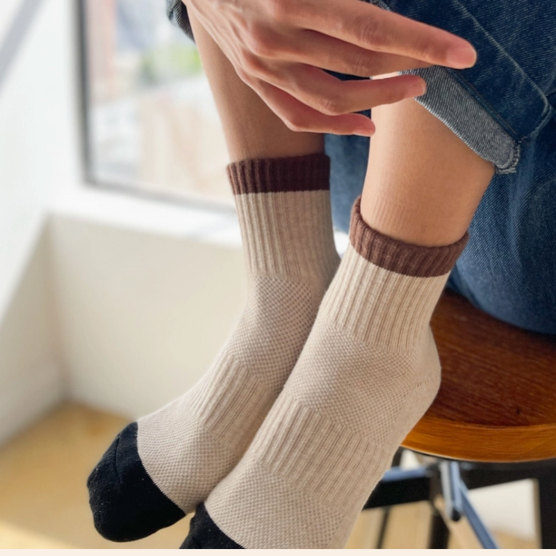 Colour Block Socks - Black Coffee