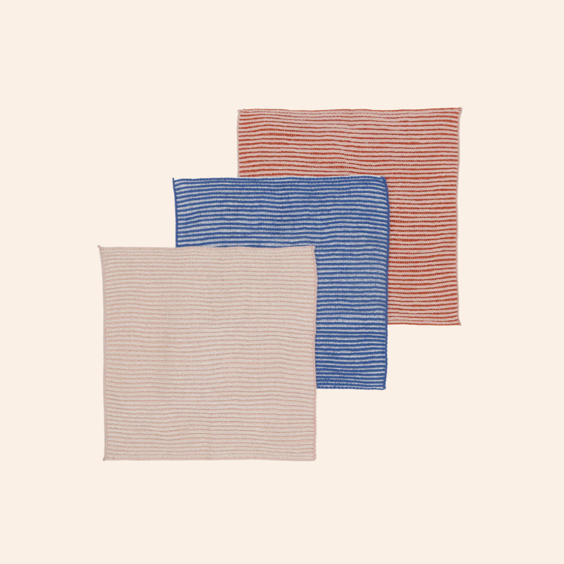 Reusable Ribbed Dishcloths - Cobalt/Pink/Rust