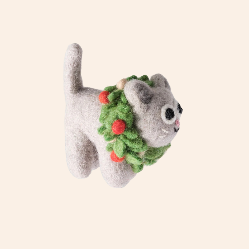 Wrap Felt Decoration - Cat & Wreath