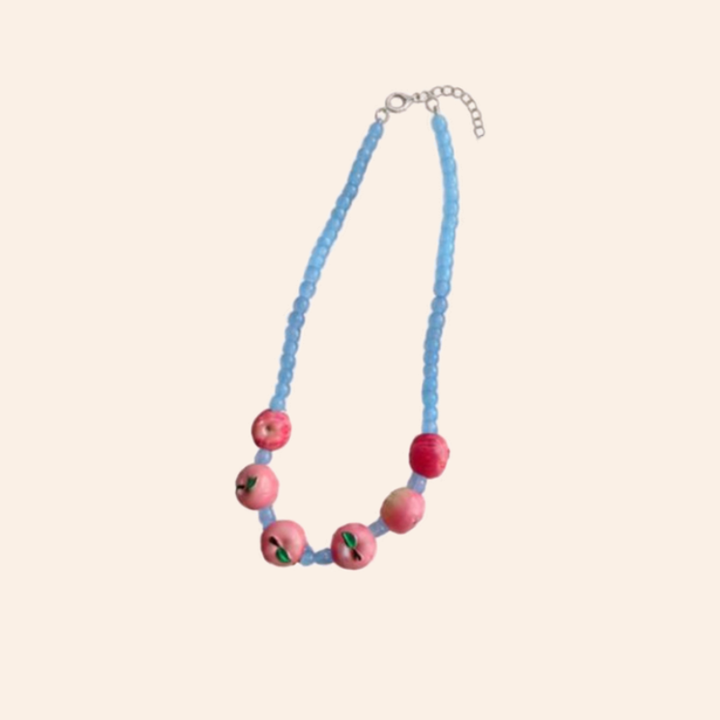 Beaded Fruity Necklace - Apple