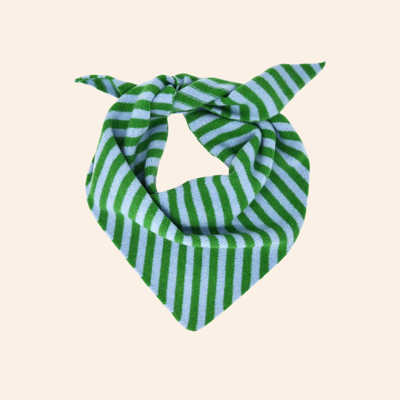 Triangle Neck Scarf - Light Blue/Grass Green Stripe