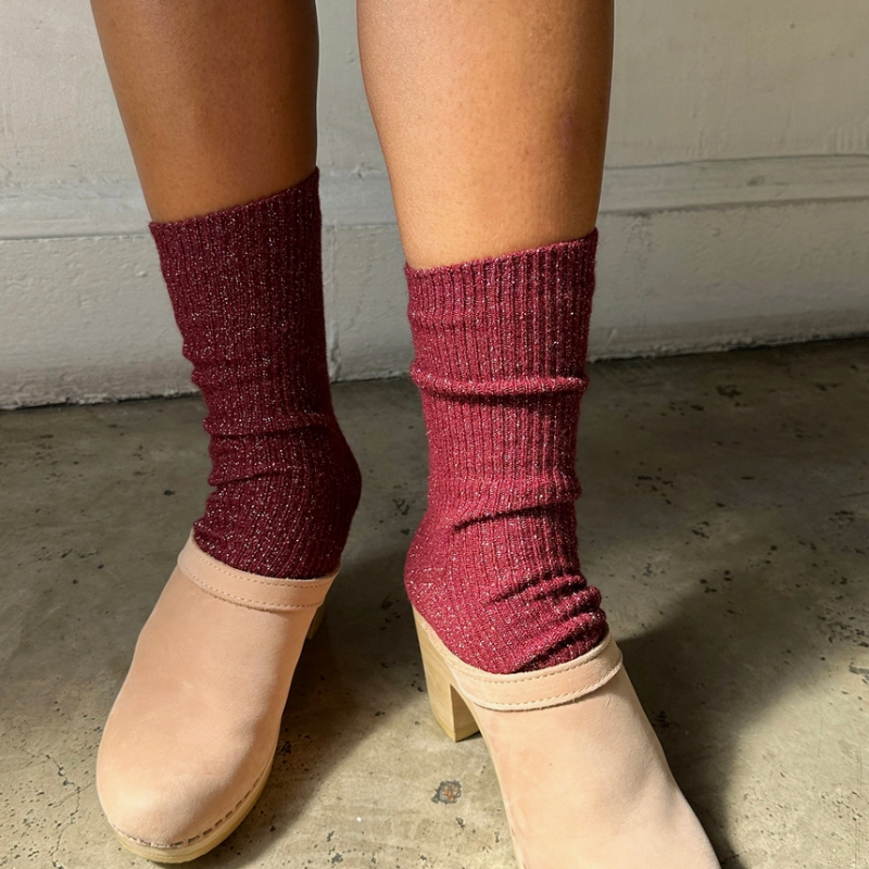 Winter Sparkle Socks - Red Wine