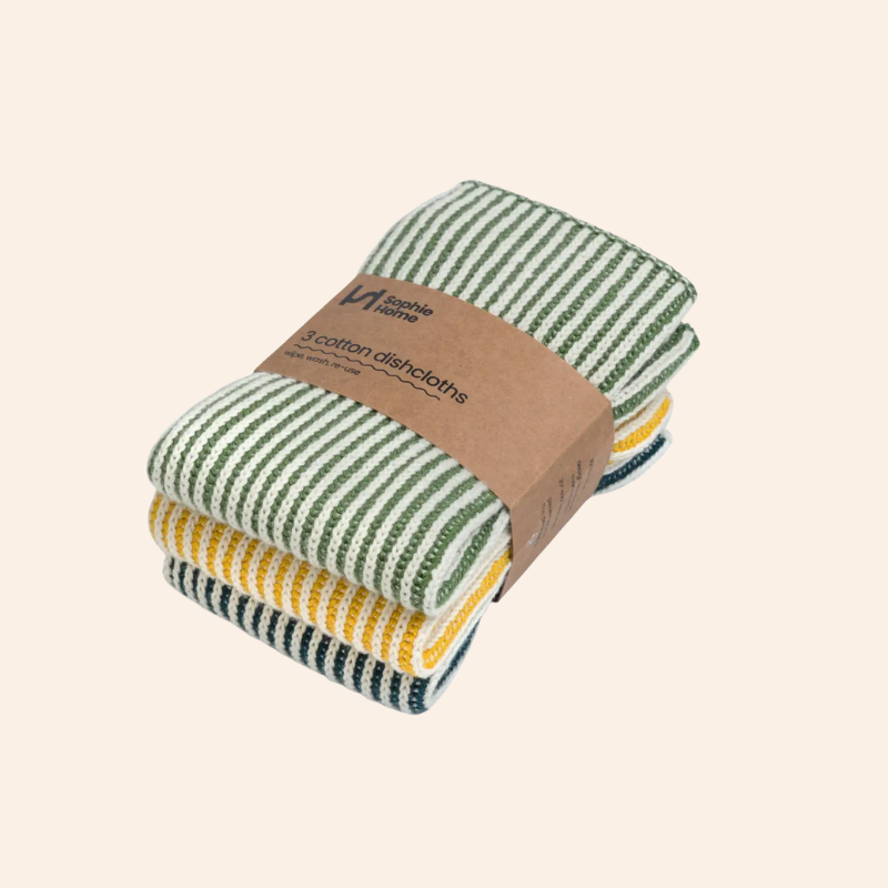 Reusable Ribbed Dishcloths - Green/Yellow/Seagreen