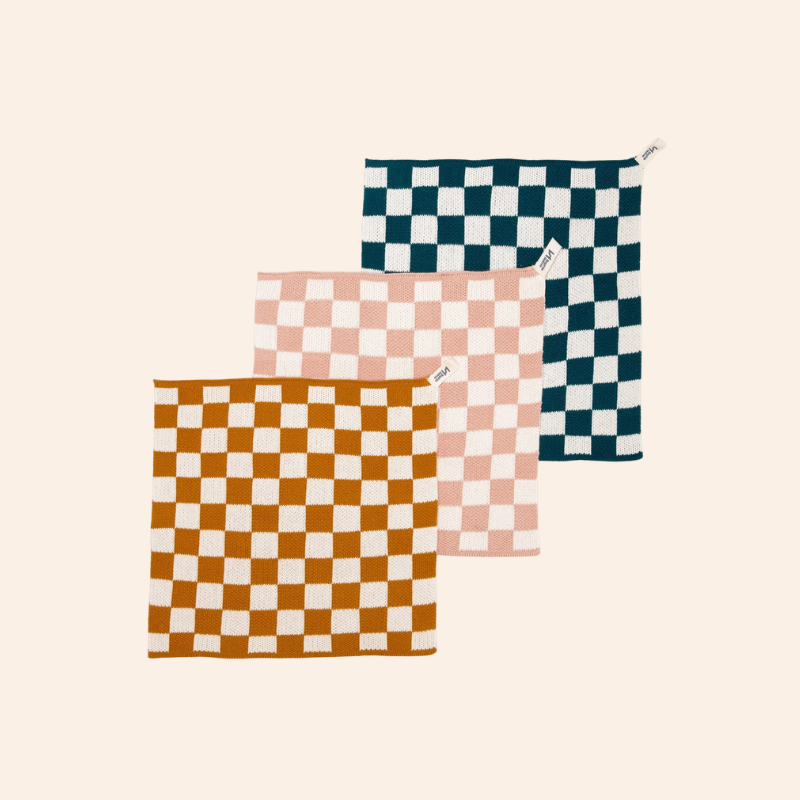 Reusable Dishcloths - Rust/Green/Pink