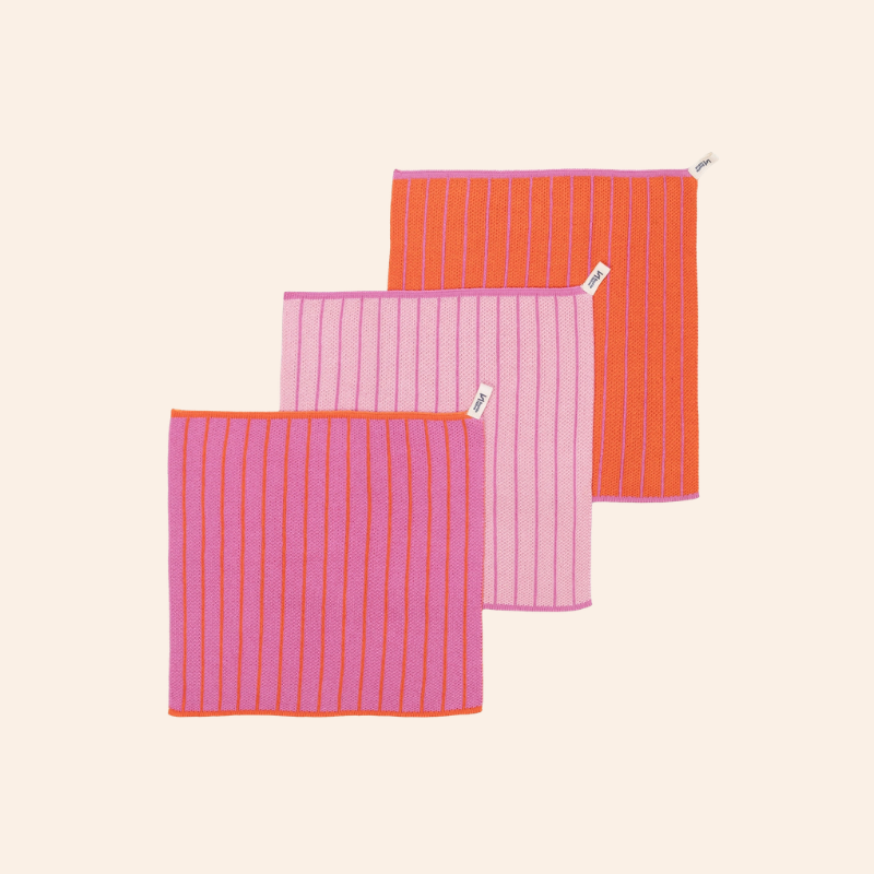 Reusable Dishcloths - Striped Pink
