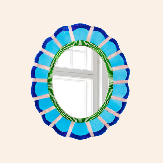 Mirror - Oval Blue Stripe