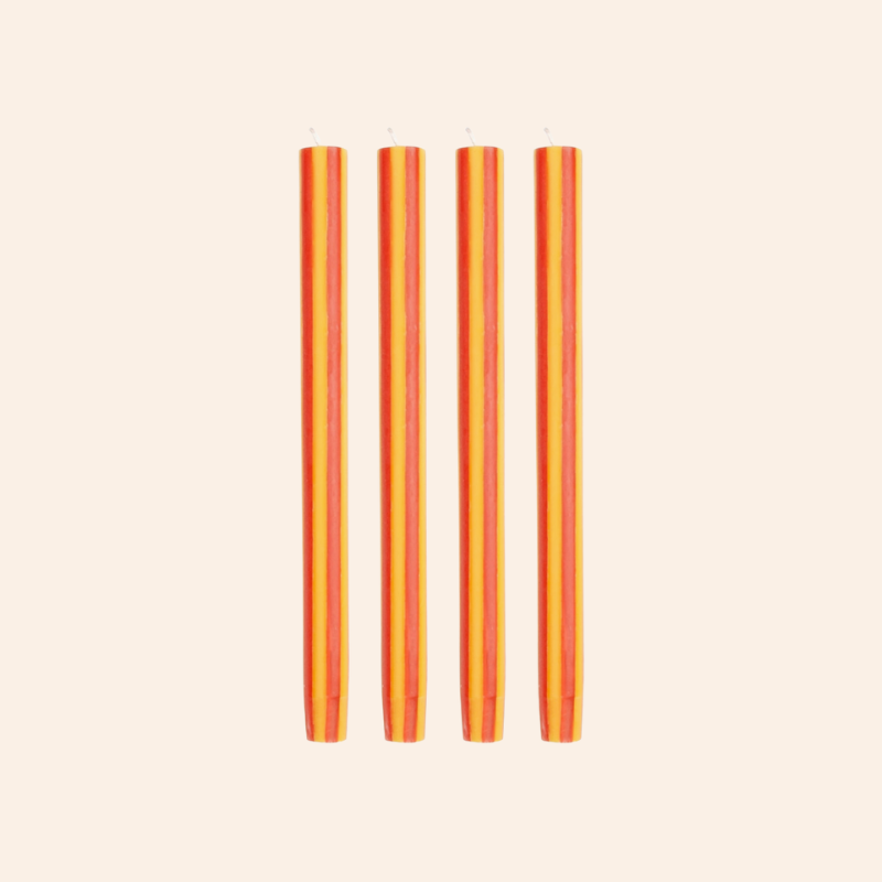 Stripe Dinner Candle Set - Mellow Yellow/Rust
