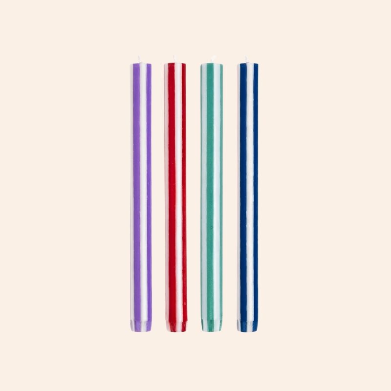 Stripe Dinner Candle Set - Strong 1 White
