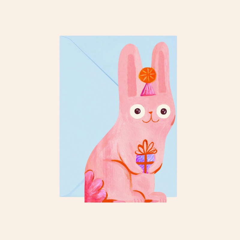 Birthday Rabbit Cut-Out Card