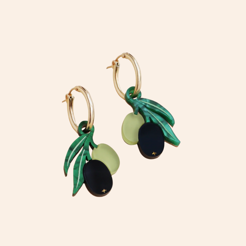 Wolf & Moon - Olive Hoops