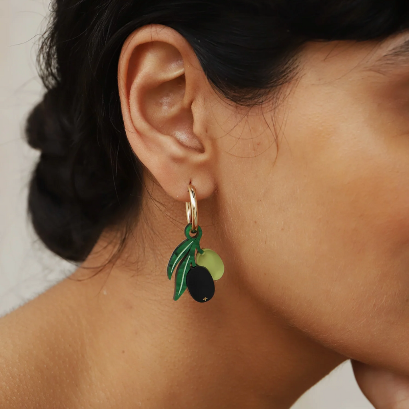 Wolf & Moon - Olive Hoops