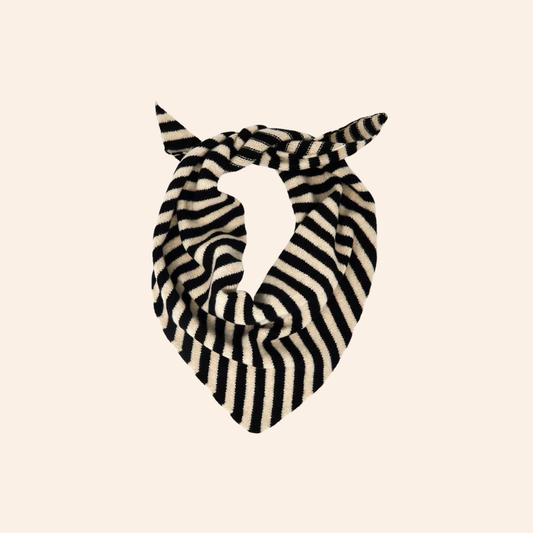 Triangle Neck Scarf - Oatmeal/Black Stripe