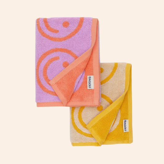 Baggu Hand Towels - Marigold Lilac Happy