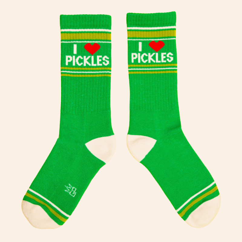 Ribbed Crew Socks - I ❤️ Pickles