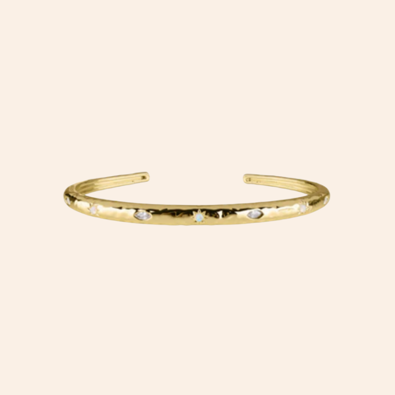 Opal Textured Bangle - Gold