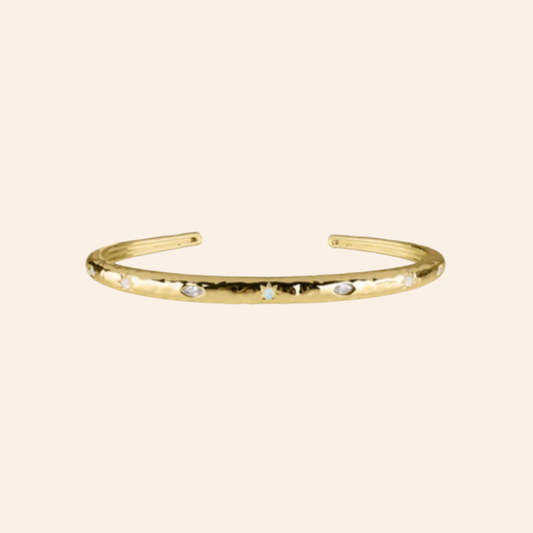 Opal Textured Bangle - Gold