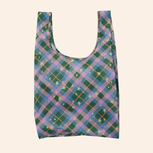 Baggu Reusable Bag - Green Star Plaid