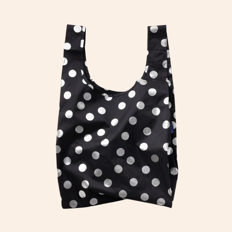Reusable Bag - Silver Metallic Polka Dot