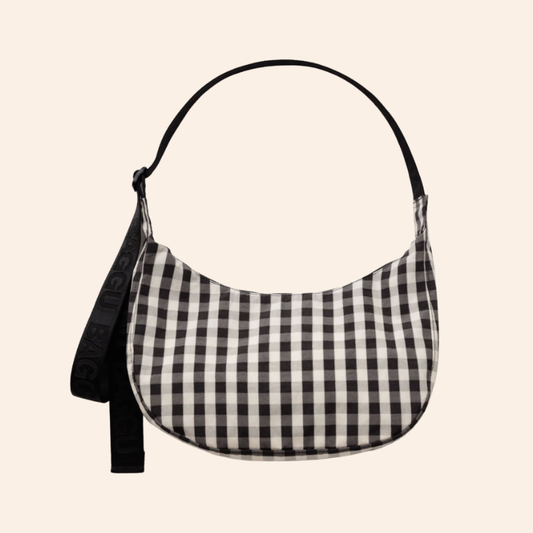 Baggu Crescent Bag - Black & Cream Gingham