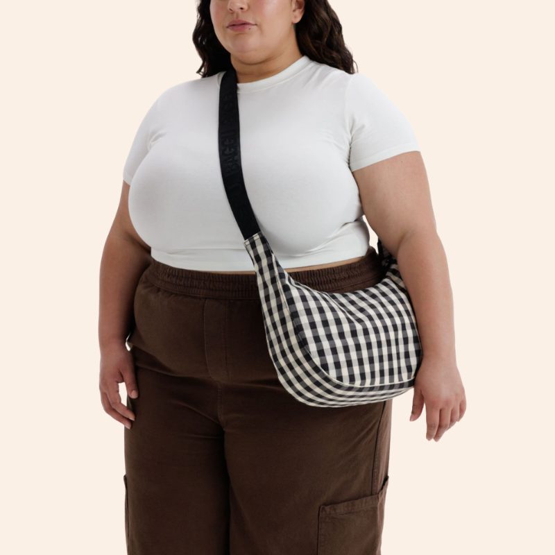 Baggu Crescent Bag - Black & Cream Gingham