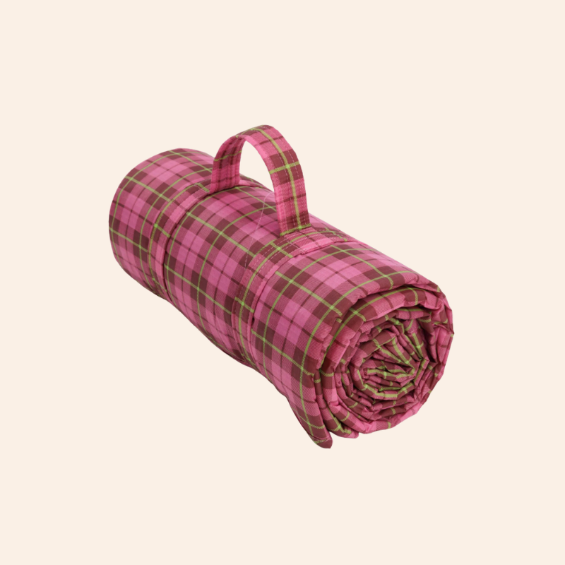 Baggu Puffy Picnic Blanket - Azaela Pink Tartan