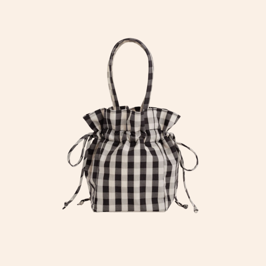 Baggu Drawstring Bag - Black & Cream Gingham