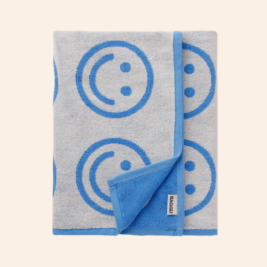 Baggu Bath Towel - Sky Blue Happy