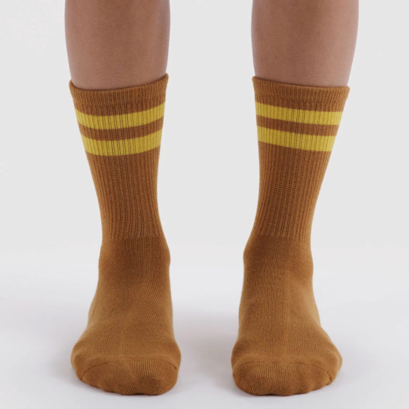 Baggu Ribbed Socks - Toffee Stripe
