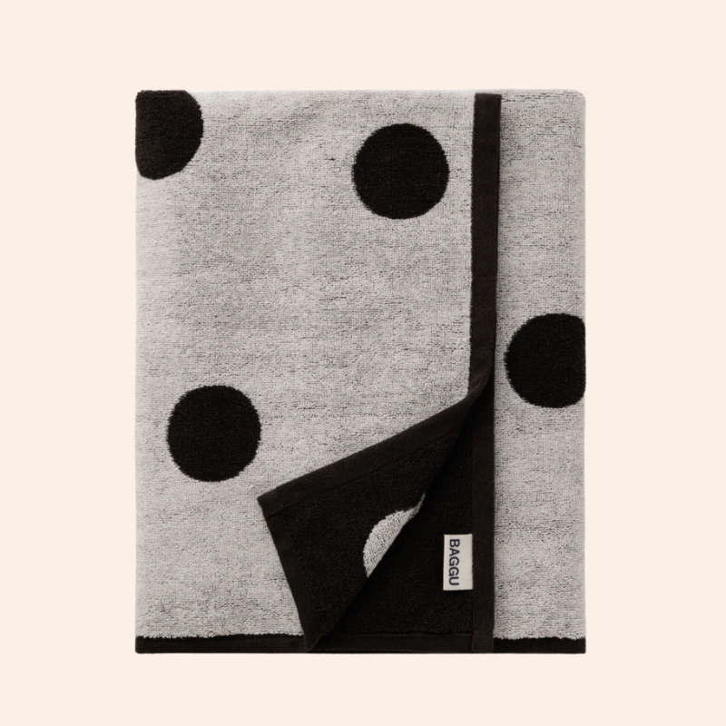 Baggu Bath Towel - Cream/Black Polka Dot